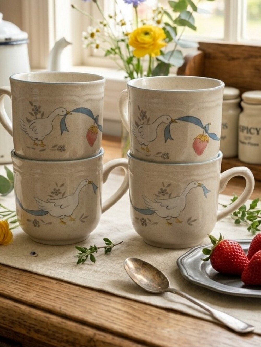 Vintage International China Marmalade Goose Mugs - Set of 4